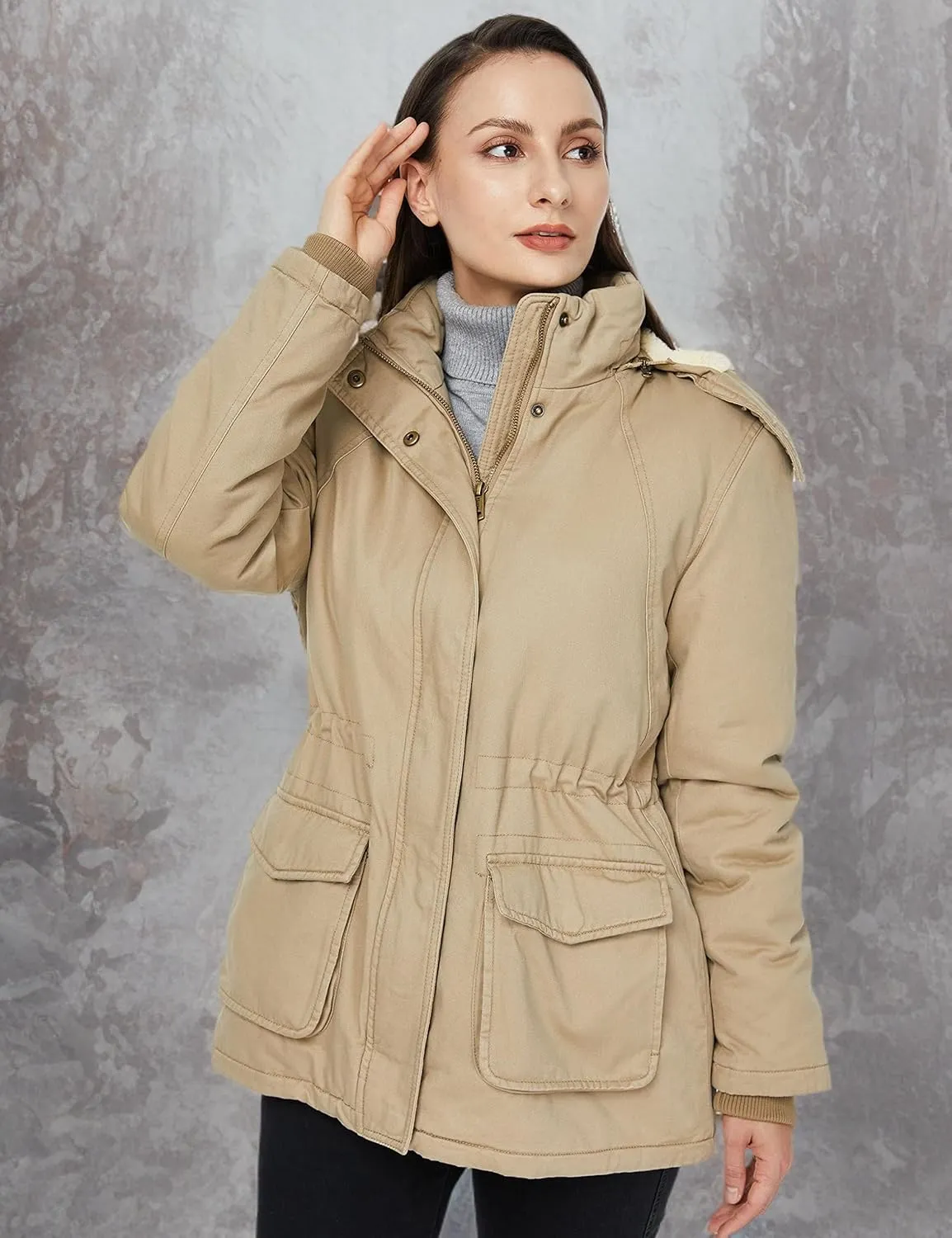 WenVen Women's Winter Warm Sherpa Lined Jacket Heavy Parka Coat with Hood