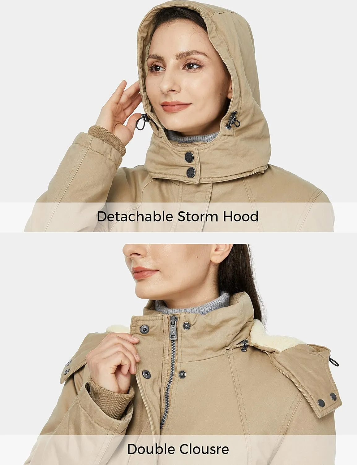 WenVen Women's Winter Warm Sherpa Lined Jacket Heavy Parka Coat with Hood