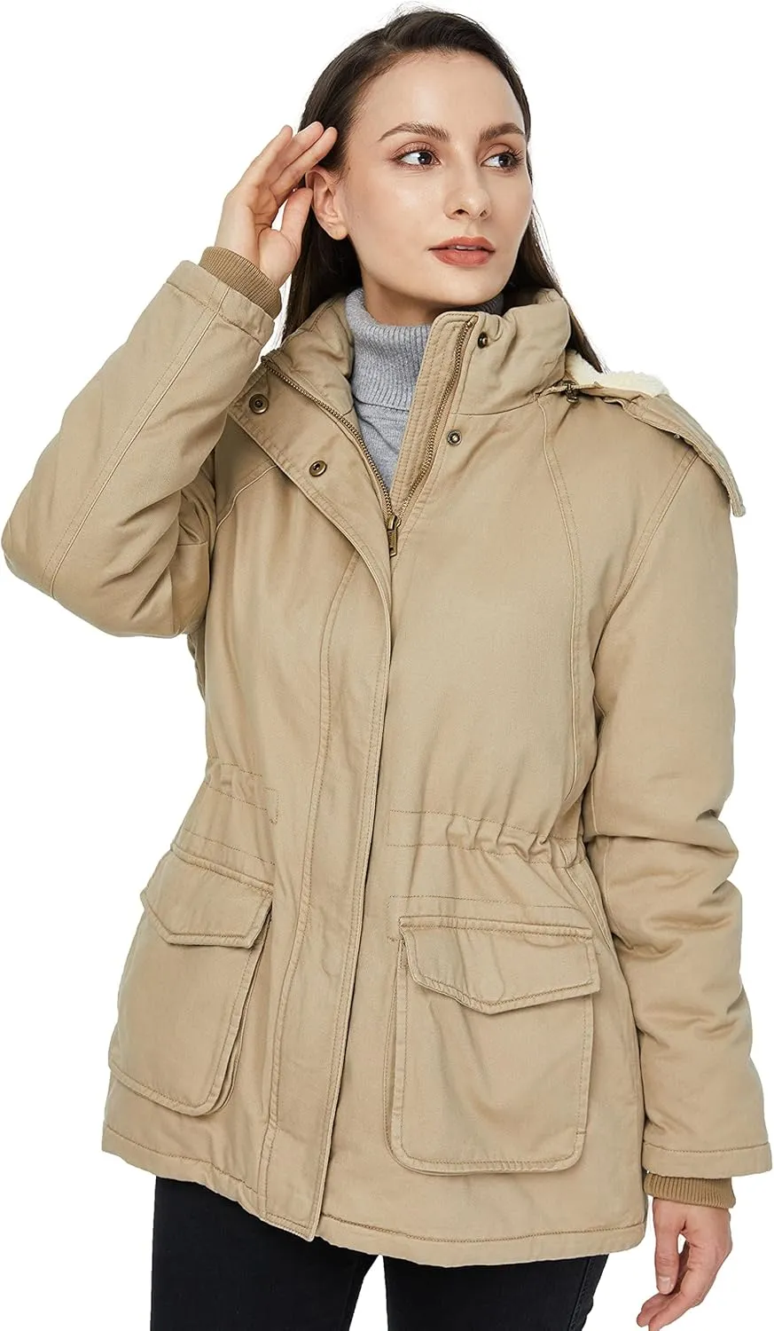 WenVen Women's Winter Warm Sherpa Lined Jacket Heavy Parka Coat with Hood