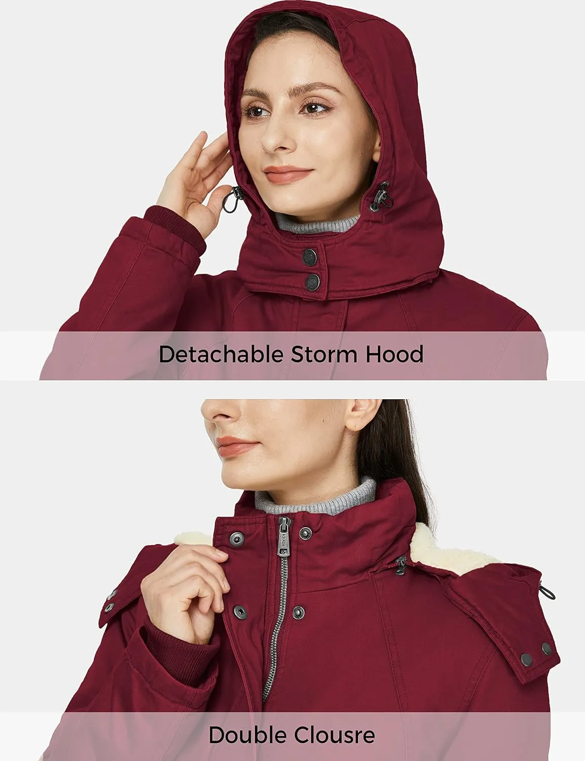 WenVen Women's Winter Warm Sherpa Lined Jacket Heavy Parka Coat with Hood