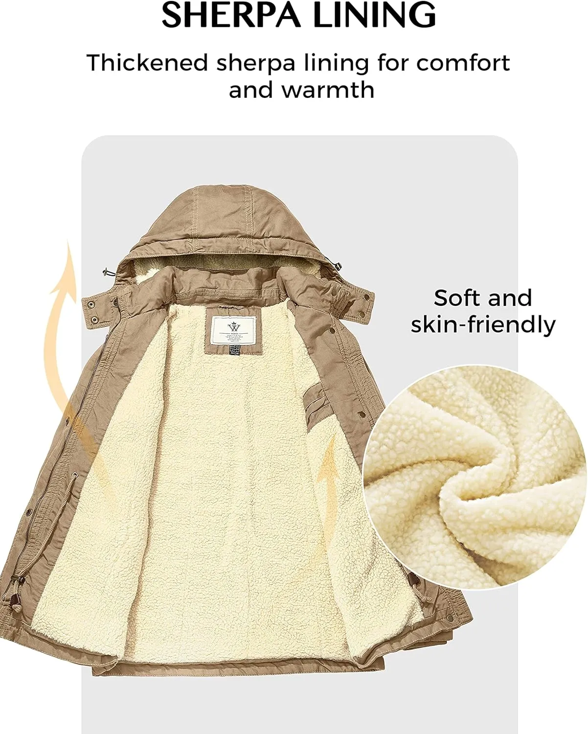 WenVen Women's Winter Warm Sherpa Lined Jacket Heavy Parka Coat with Hood