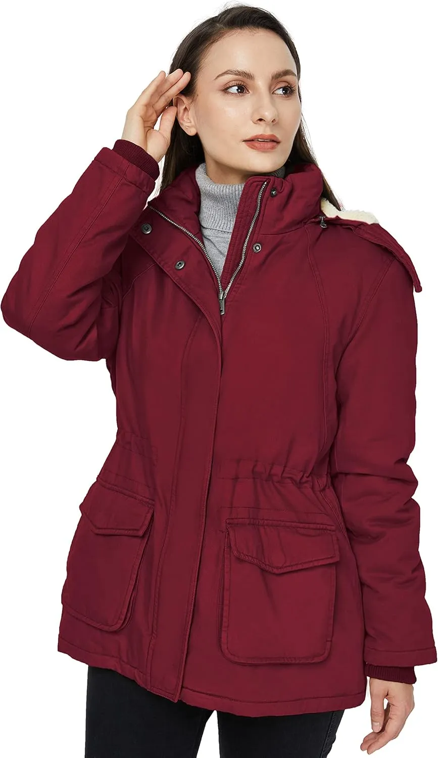 WenVen Women's Winter Warm Sherpa Lined Jacket Heavy Parka Coat with Hood