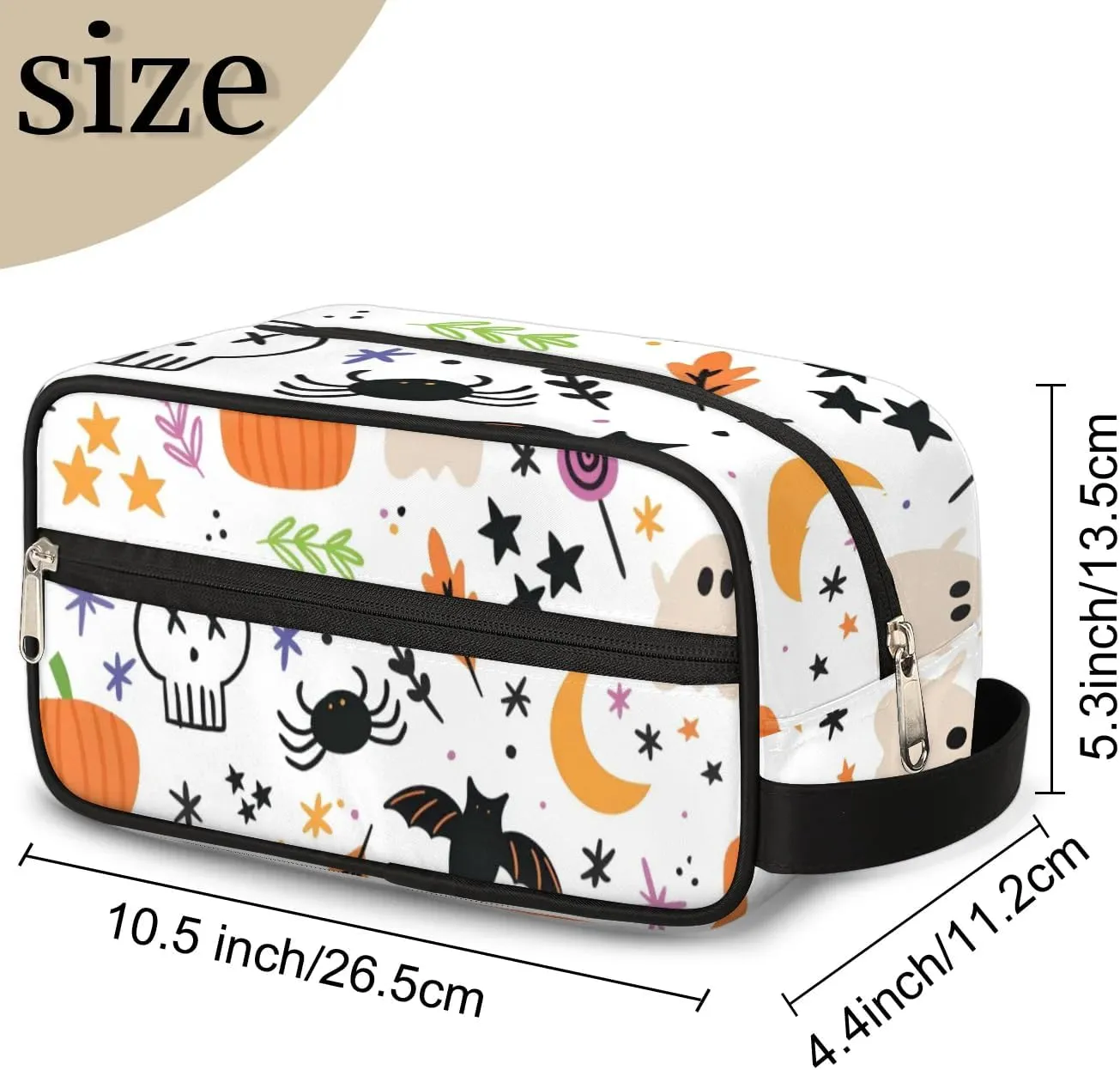 White Halloween Makeup Bag Travel Toiletry Bag for Women, Kids Toiletry Bag Cosmetic Waterproof Small Easy-carry