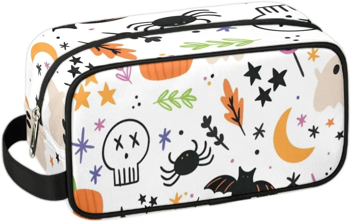 White Halloween Makeup Bag Travel Toiletry Bag for Women, Kids Toiletry Bag Cosmetic Waterproof Small Easy-carry