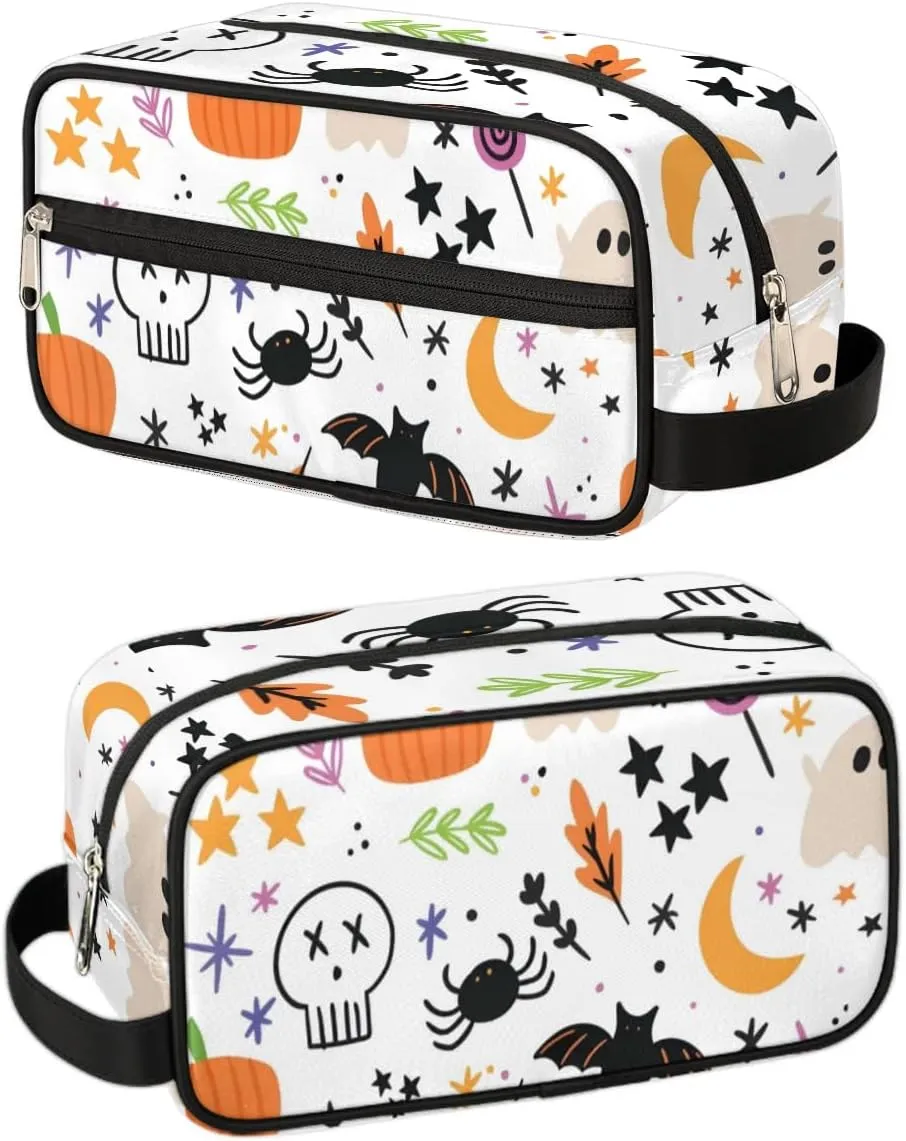 White Halloween Makeup Bag Travel Toiletry Bag for Women, Kids Toiletry Bag Cosmetic Waterproof Small Easy-carry