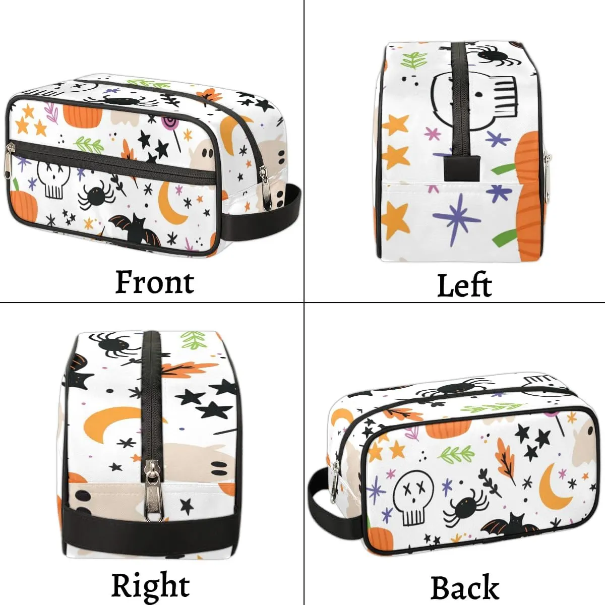 White Halloween Makeup Bag Travel Toiletry Bag for Women, Kids Toiletry Bag Cosmetic Waterproof Small Easy-carry