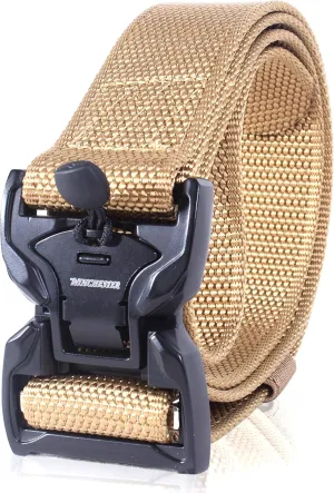 Winchester Tactical Belt, Military Utility Nylon Web Heavy Duty Work Belt, Quick Release Magnetic Buckle, Foxtrot Khaki, M