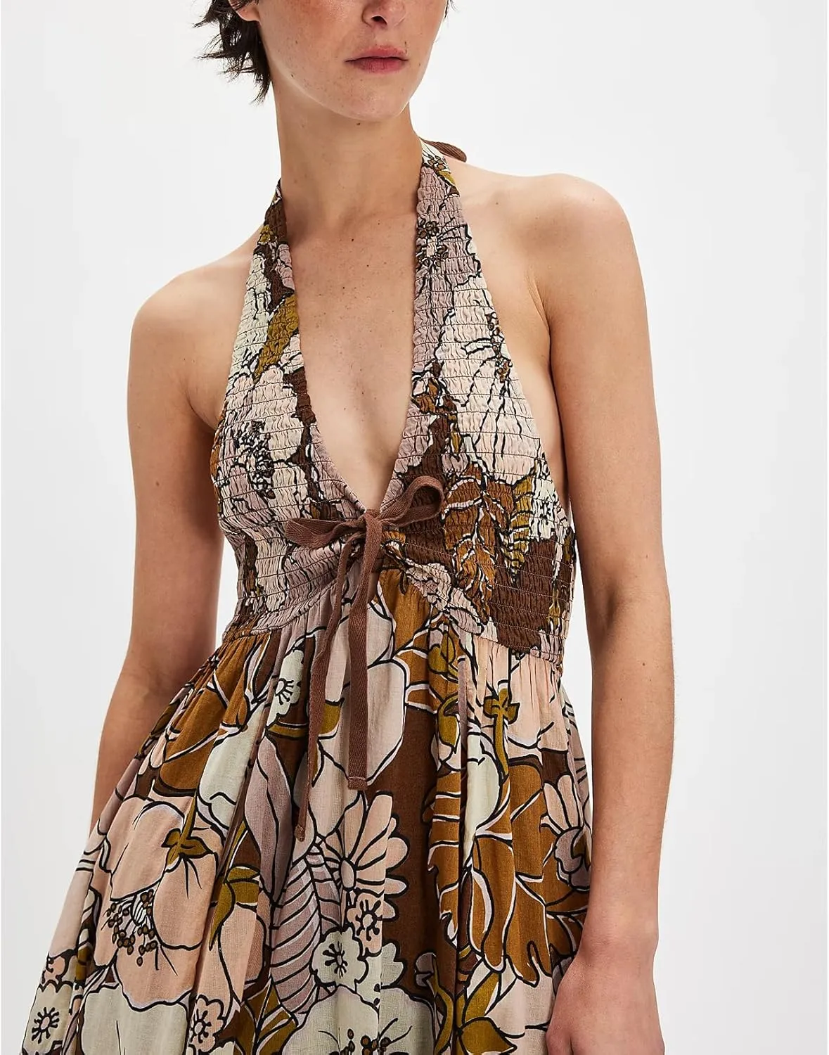 Women Floral Maxi Dress Sexy Sleeveless Backless A-Line Long Flowy Dress Back Cut Out Spaghetti Strap Summer Sundress