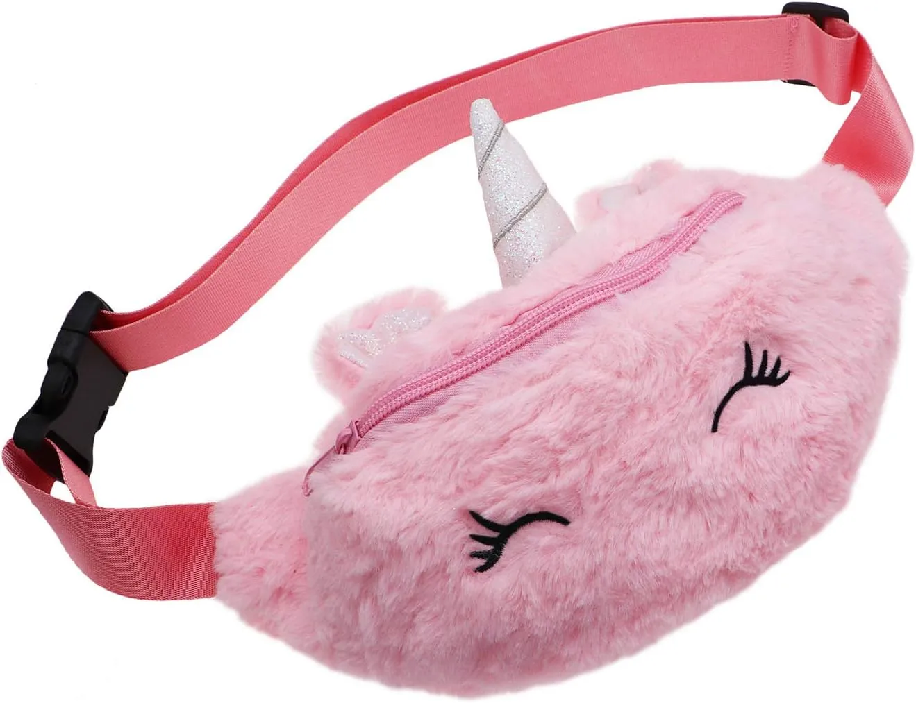 Women Girls Kids Fluffy Fuzzy Unicorn Fanny Pack Tie Dye Rainbow Waist Pack Crossbody Purse Chest Bum Belt Bag