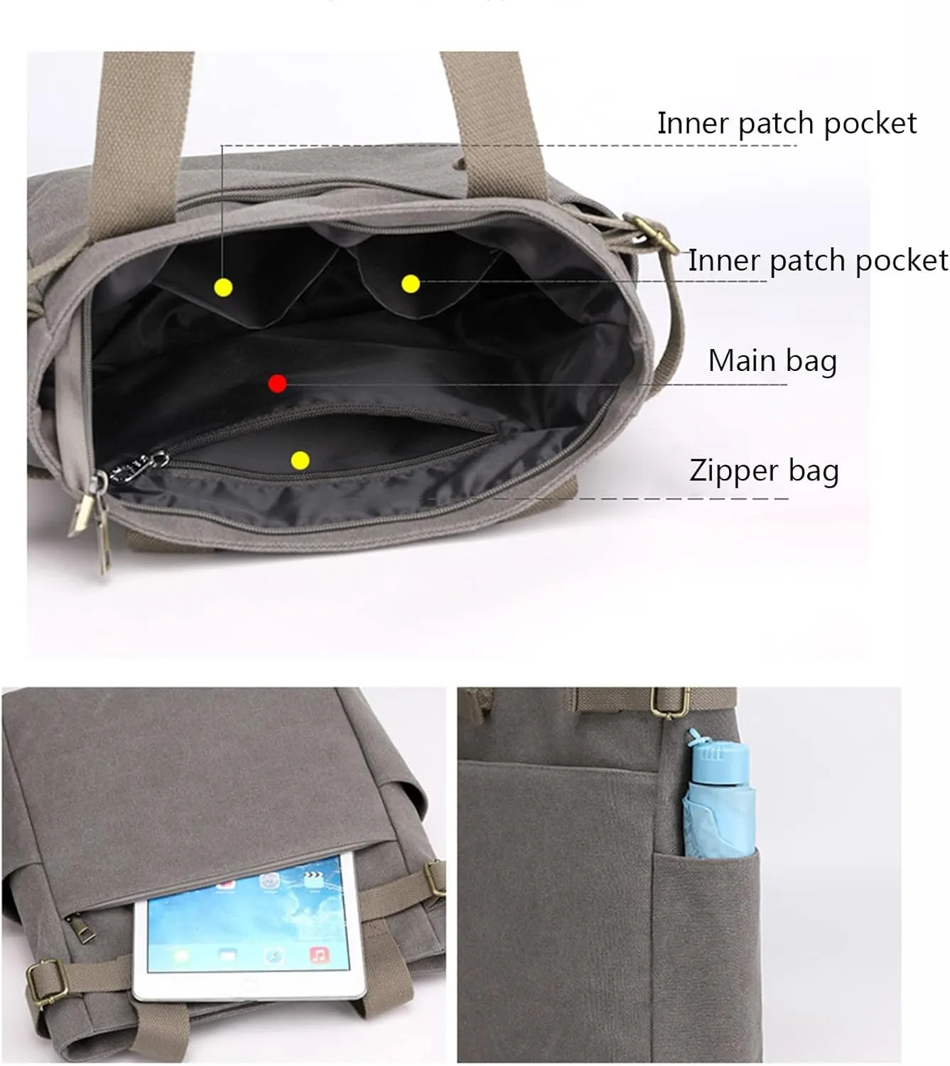 Women Student Casual Handbag Canvas Travel Shoulder Tote Bag For Men And Women Shopping over The Shoulder (A, One Size)