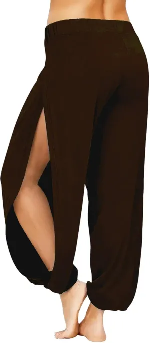 Women Summer Harem High Split Hem Leg Silt Pants Flowy Yoga Pant for Women Casual Beach Hippie Dance Pants