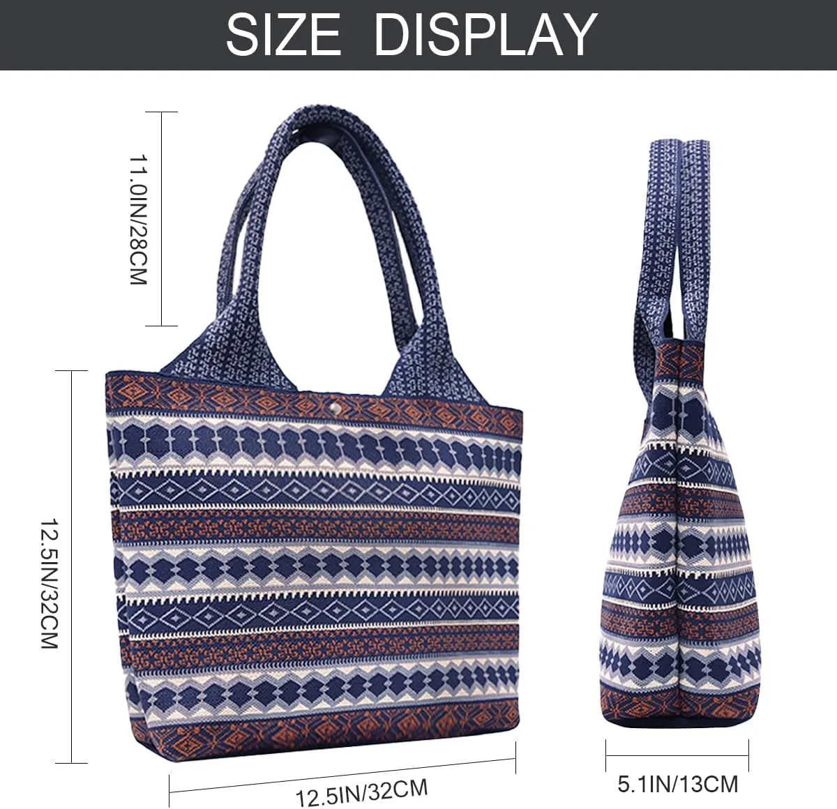 Women Tote Bag Lightweight Top Handle Bag Washable Shoulder Tote Handbag With Snap
