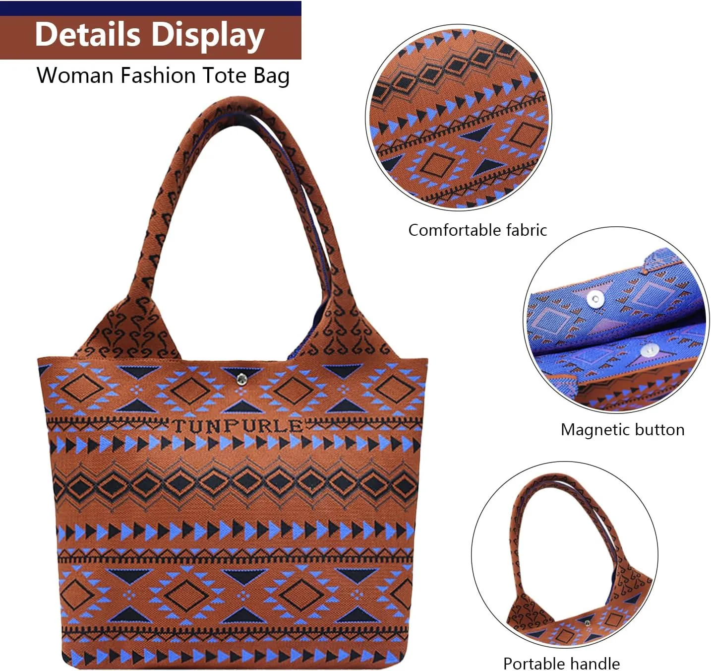 Women Tote Bag Lightweight Top Handle Bag Washable Shoulder Tote Handbag With Snap