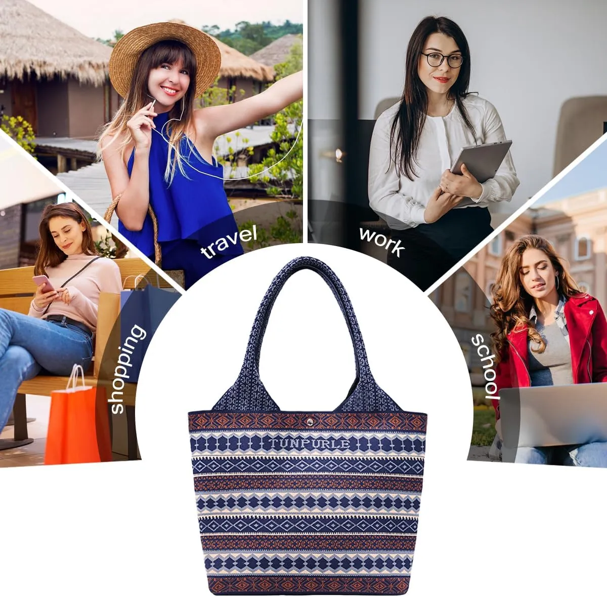 Women Tote Bag Lightweight Top Handle Bag Washable Shoulder Tote Handbag With Snap