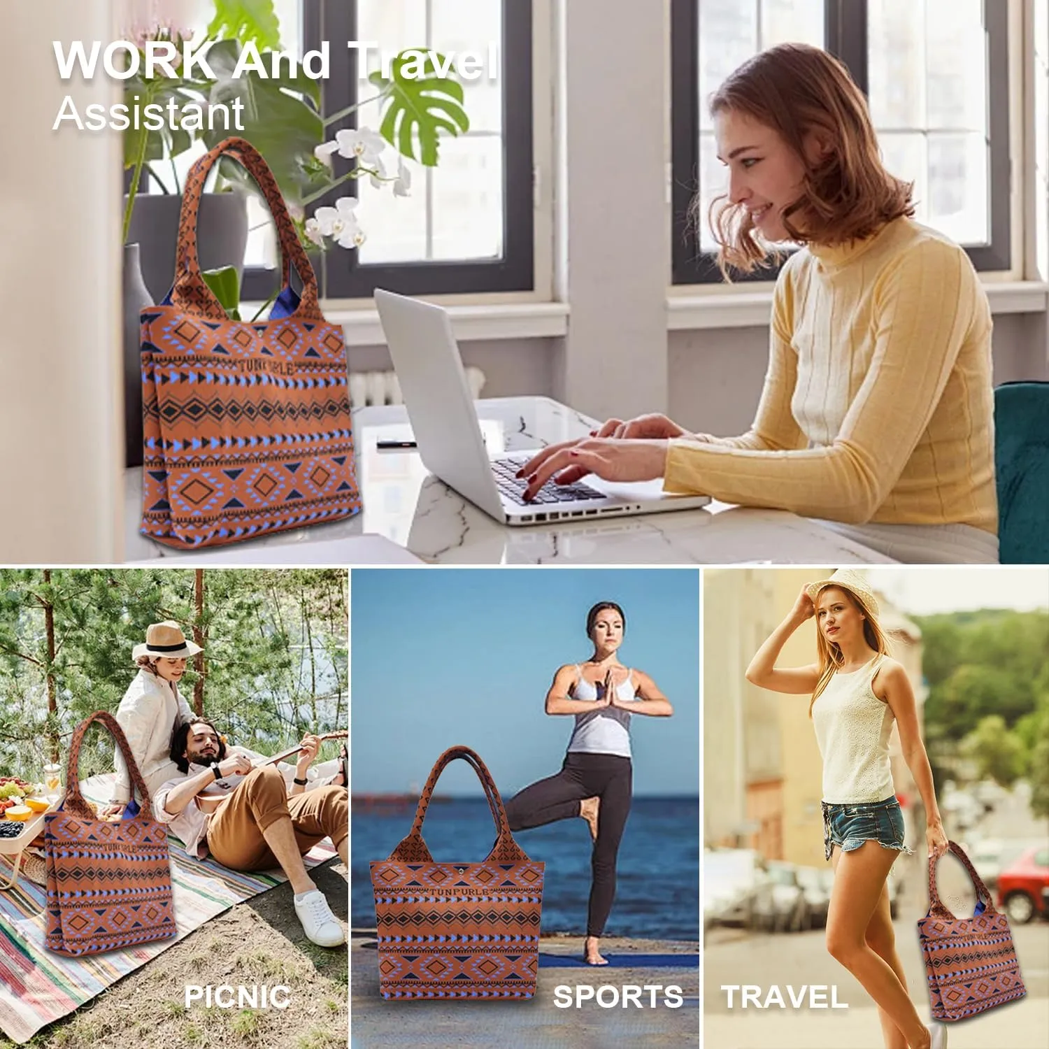 Women Tote Bag Lightweight Top Handle Bag Washable Shoulder Tote Handbag With Snap