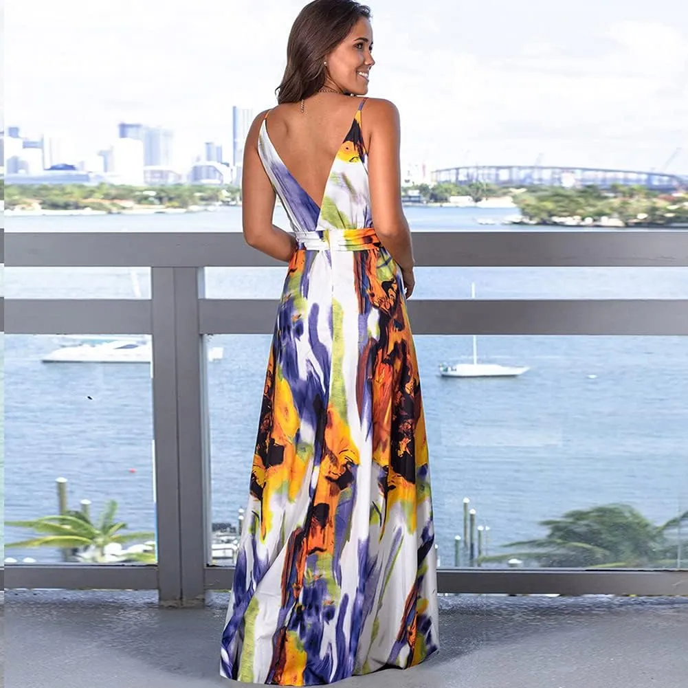 Women Transformer Convertible Multi Way Wrap V-Neck Wedding Bridesmaid Dress Halter Ombre Floral Long Evening Prom Maxi Dress