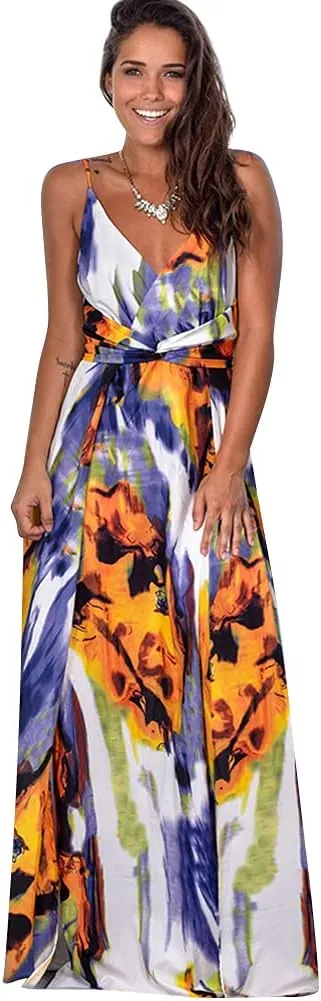 Women Transformer Convertible Multi Way Wrap V-Neck Wedding Bridesmaid Dress Halter Ombre Floral Long Evening Prom Maxi Dress