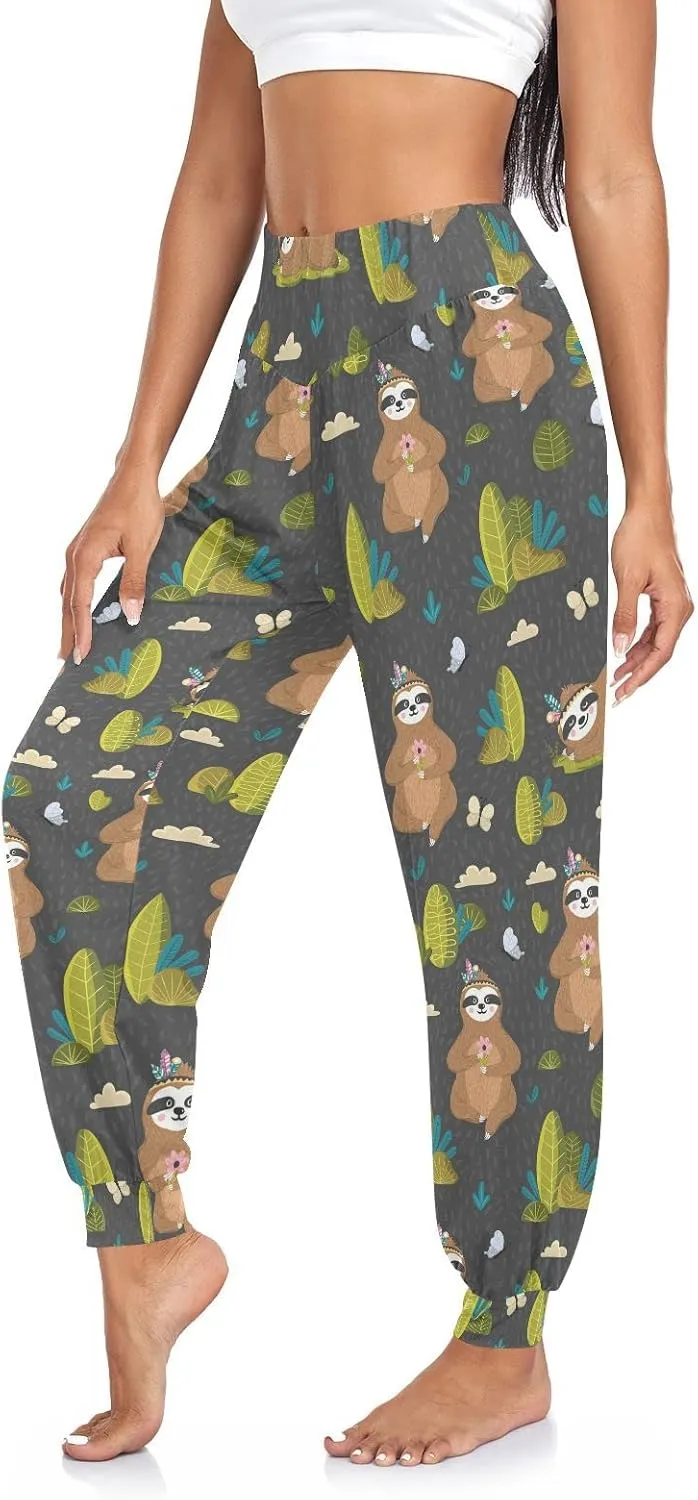 Women Yoga Pants High Waisted Stretch Loose Boho Trousers Sports Dance Harem Pants