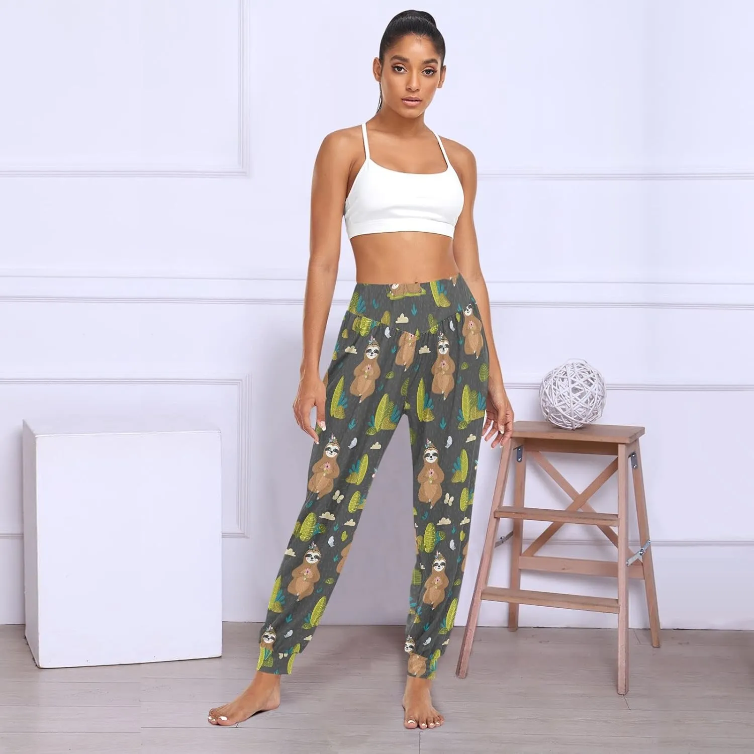 Women Yoga Pants High Waisted Stretch Loose Boho Trousers Sports Dance Harem Pants