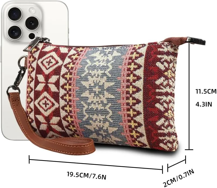Women's Boho Tote Bag Vintage Travel Handbag Large Shoulder Bag with Adjustable Strap & Clutch Crossbody Purse for Work