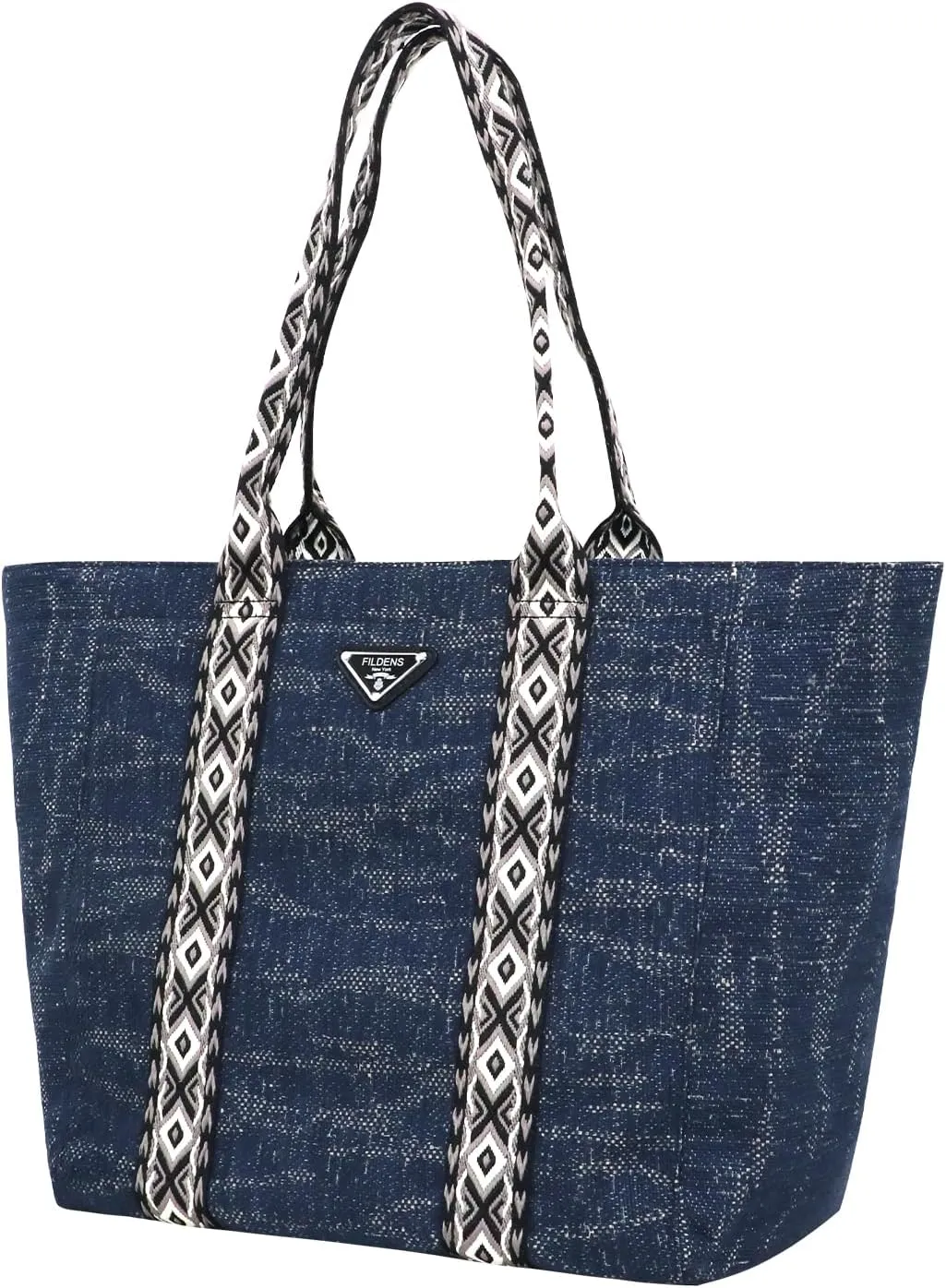 Women's Fabric Knit Printed Webbing Tote Bag