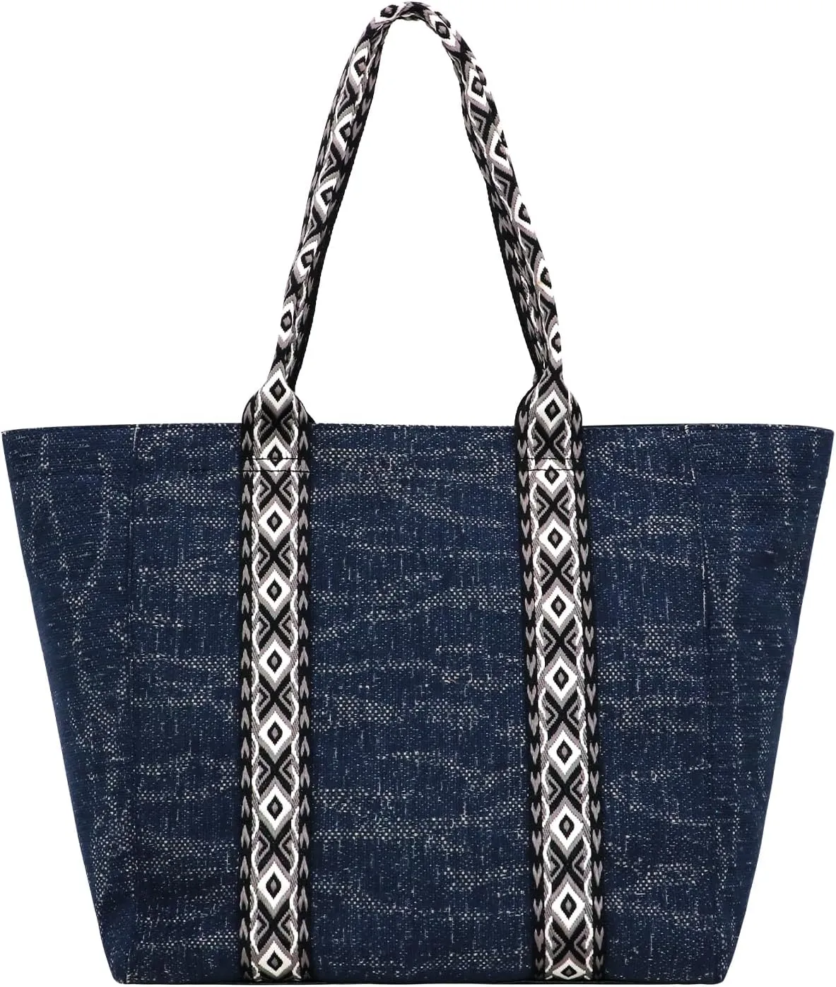 Women's Fabric Knit Printed Webbing Tote Bag