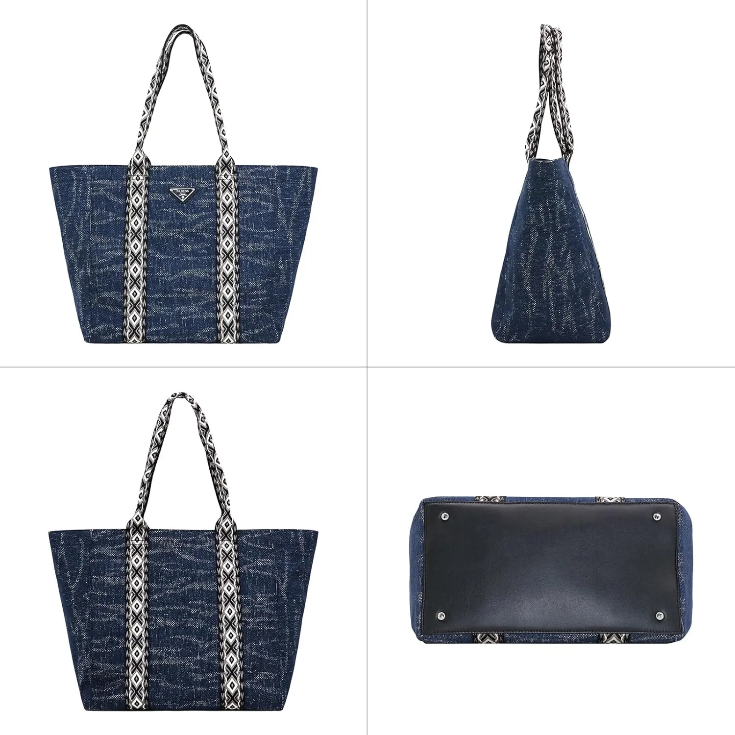 Women's Fabric Knit Printed Webbing Tote Bag