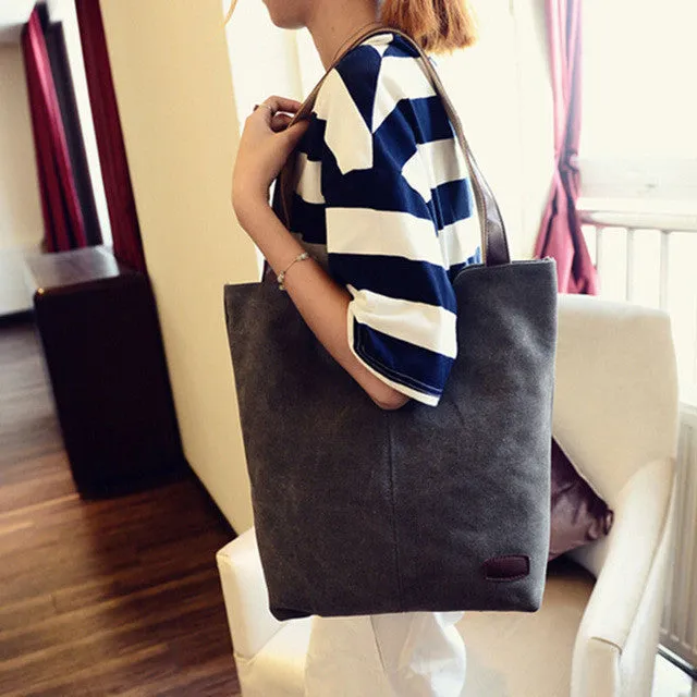 Women's high quality canvas shoulder handbags