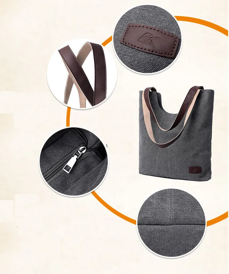 Women's high quality canvas shoulder handbags