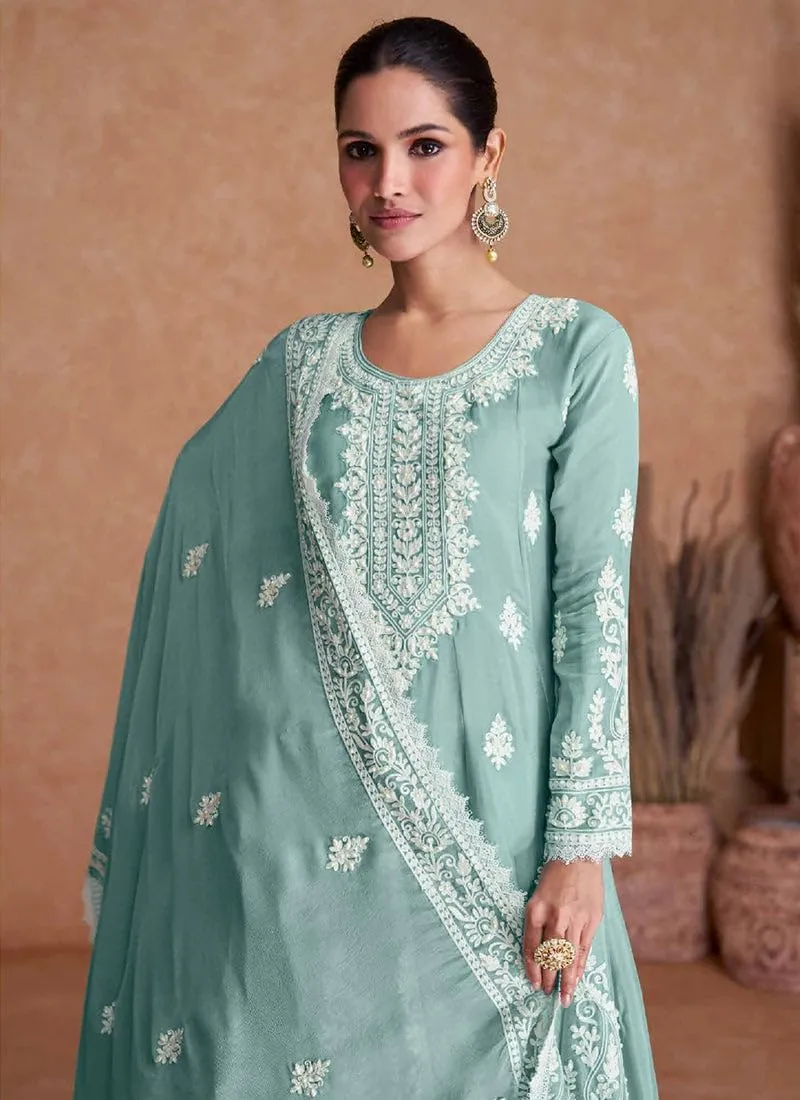 Womens Party Wear Embroidered Peplum With Plazzo