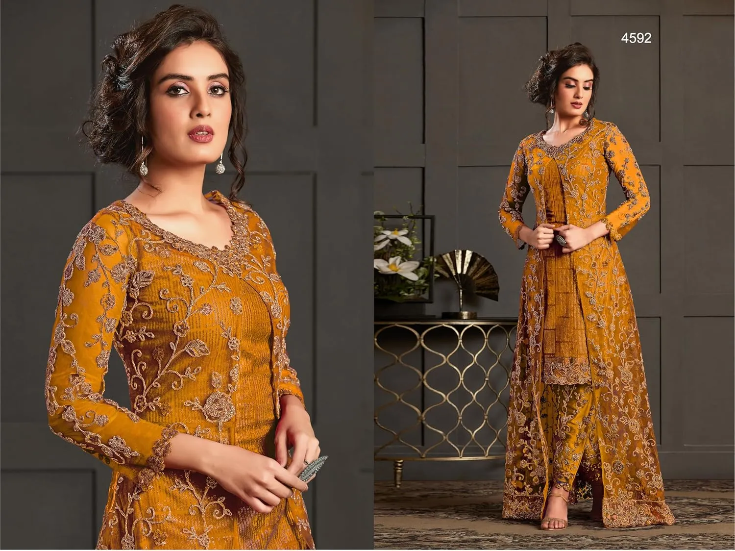 women's ready to wear embroidered plus size eid festival pakistani salwar kameez suit for women (4592)