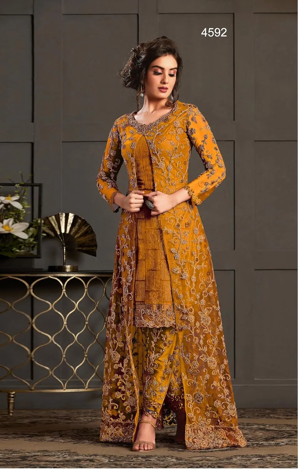 women's ready to wear embroidered plus size eid festival pakistani salwar kameez suit for women (4592)