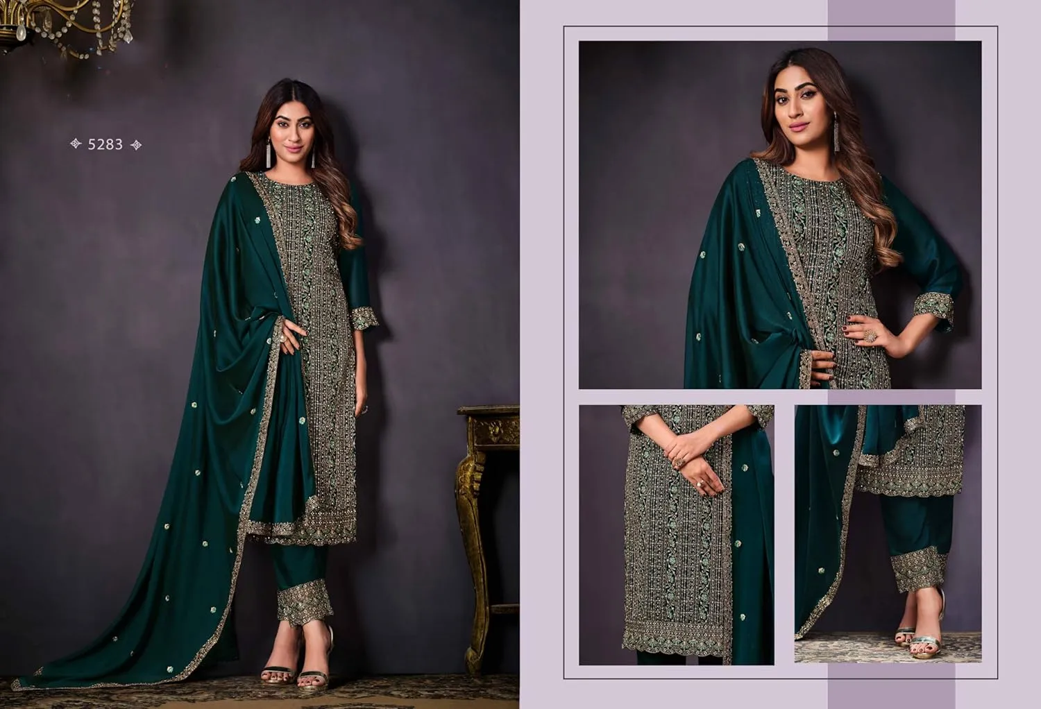 women's ready to wear embroidered plus size eid festival pakistani salwar kameez suit for women (5281-85)