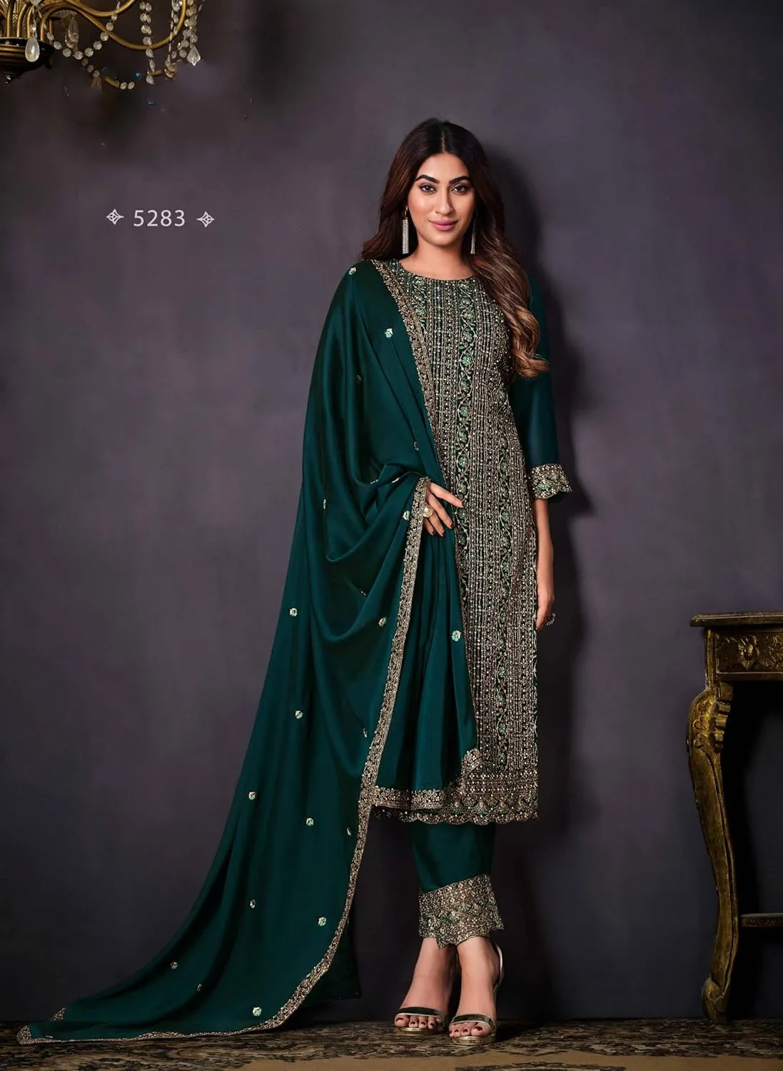 women's ready to wear embroidered plus size eid festival pakistani salwar kameez suit for women (5281-85)