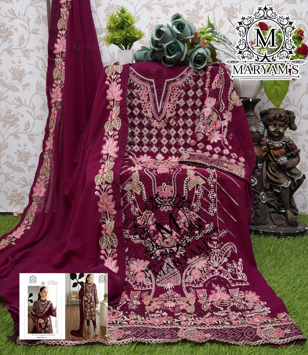 women's ready to wear embroidered plus size eid festival pakistani salwar kameez suit for women (k162)