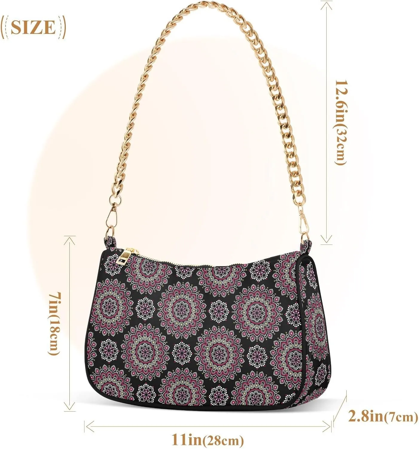 Women's Shoulder Handbags Chain Shoulder Brace for Women Bag Bohemian Print Ladies Vacation Handbags Tote Purse,Multi1