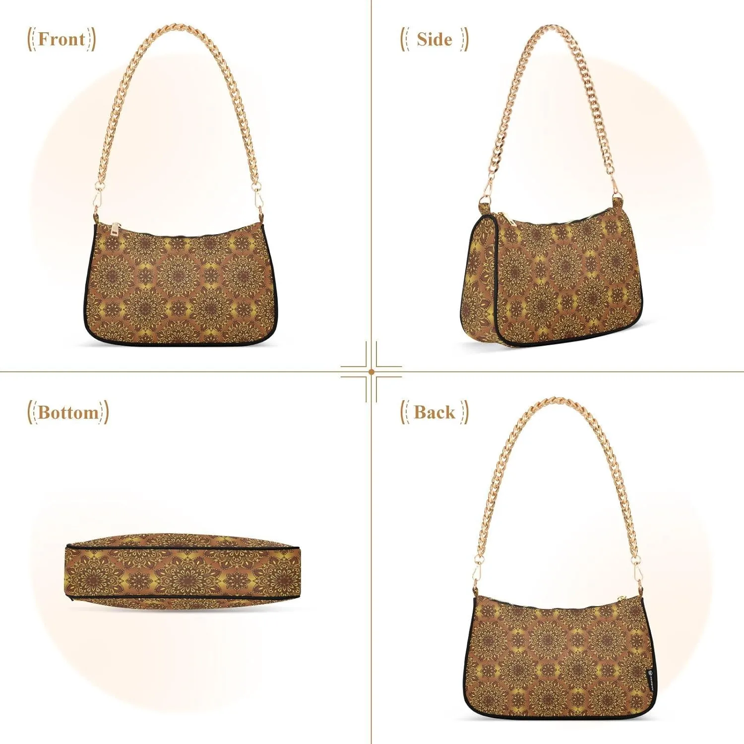 Women's Shoulder Handbags Chain Shoulder Brace for Women Bag Bohemian Print Ladies Vacation Handbags Tote Purse,Multi1