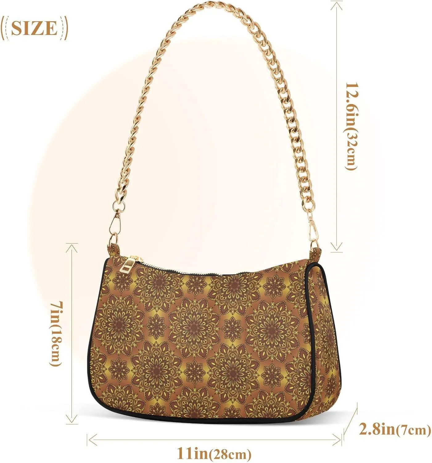 Women's Shoulder Handbags Chain Shoulder Brace for Women Bag Bohemian Print Ladies Vacation Handbags Tote Purse,Multi1