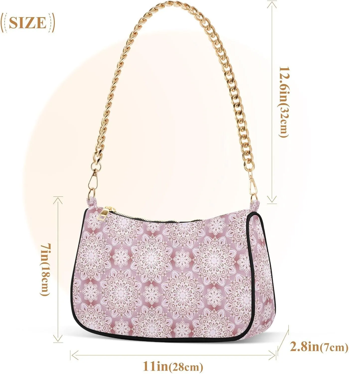Women's Shoulder Handbags Chain Shoulder Brace for Women Bag Bohemian Print Ladies Vacation Handbags Tote Purse,Multi1