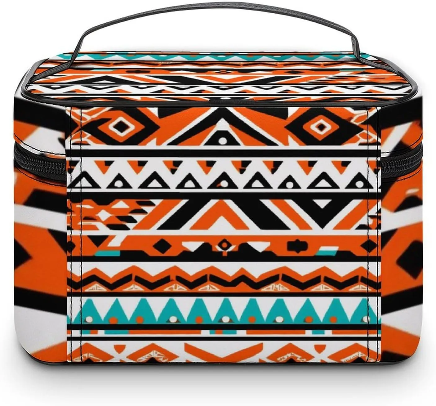 Women's Travel Makeup Bag, Large Capacity Cosmetic Organizer Case Indiana Western Southwest Tribal Ethnic Aztec Geometric Toiletry Bag with Zipper Pouch