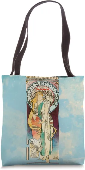 Womens vintage bohemian Design in Art Nouveau Style, Mucha Tote Bag