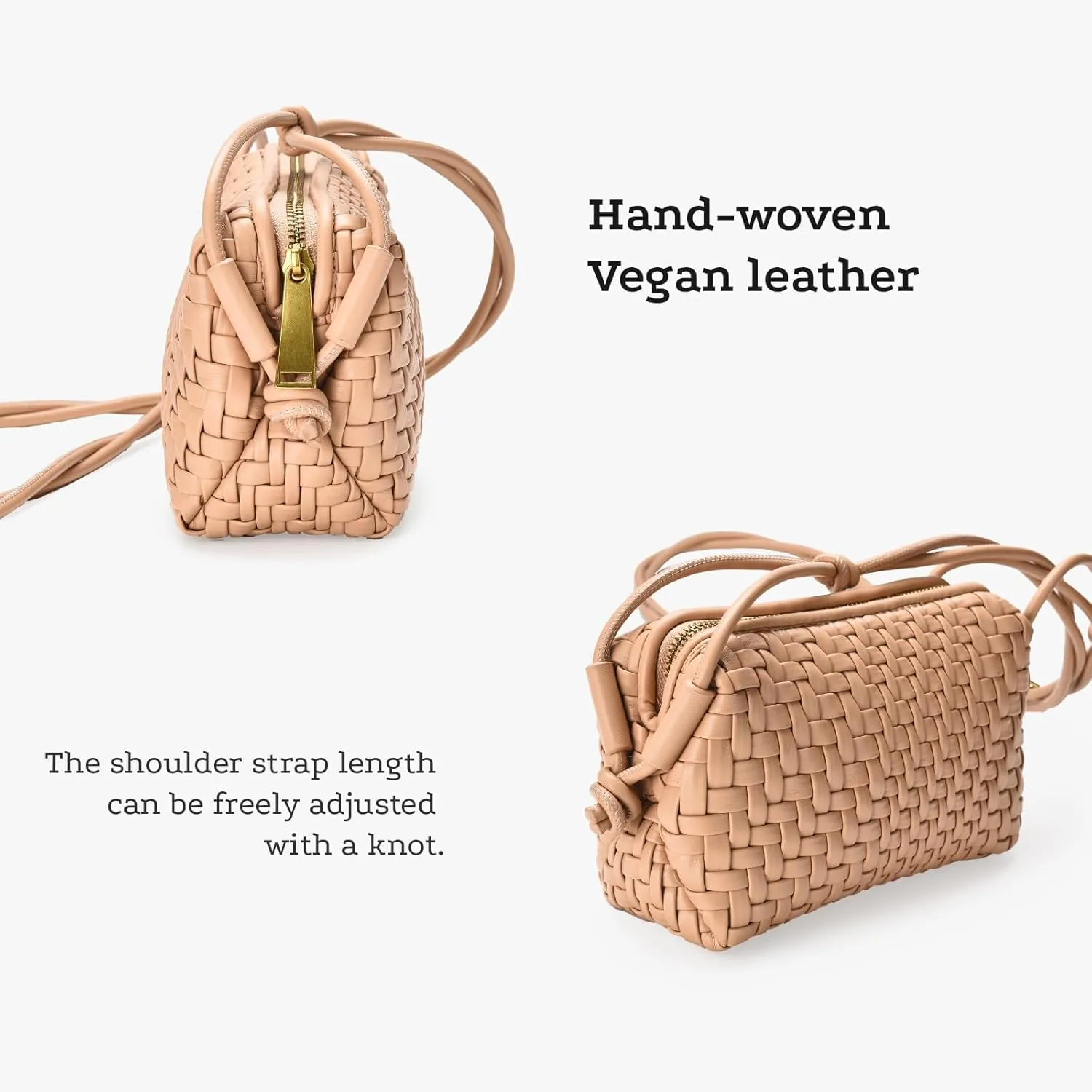 Woven Crossbody Bag for Women Vegan Leather Small woven purse with Adjustable Straps