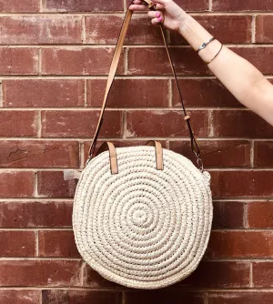 WOVEN STRAW SHOULDER TOTE W/ CROSSBODY STRAP