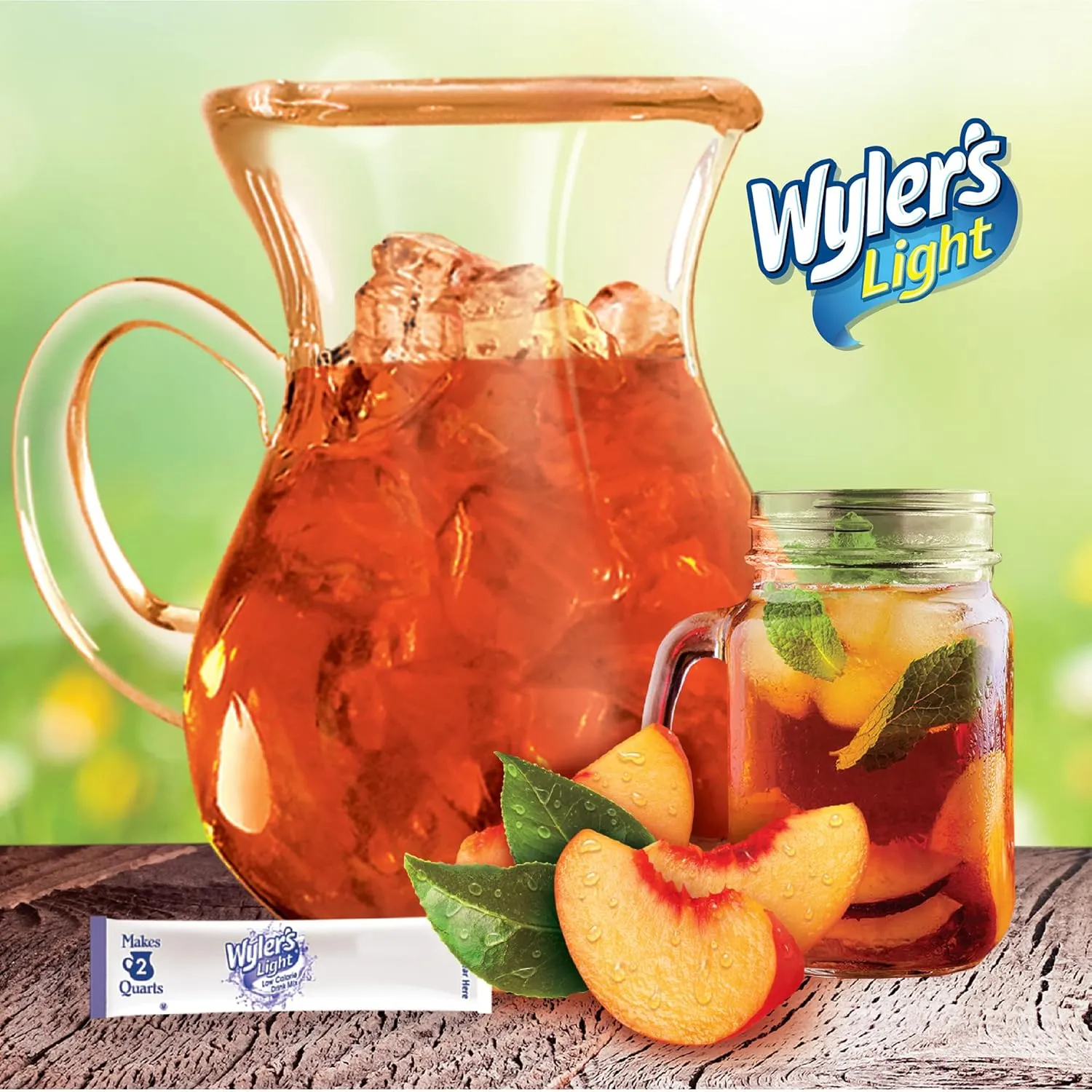 Wyler's Light Pitcher Packs, Water Drink Mix, Peach Iced Tea, 6 Boxes (36 Pitcher Packets)
