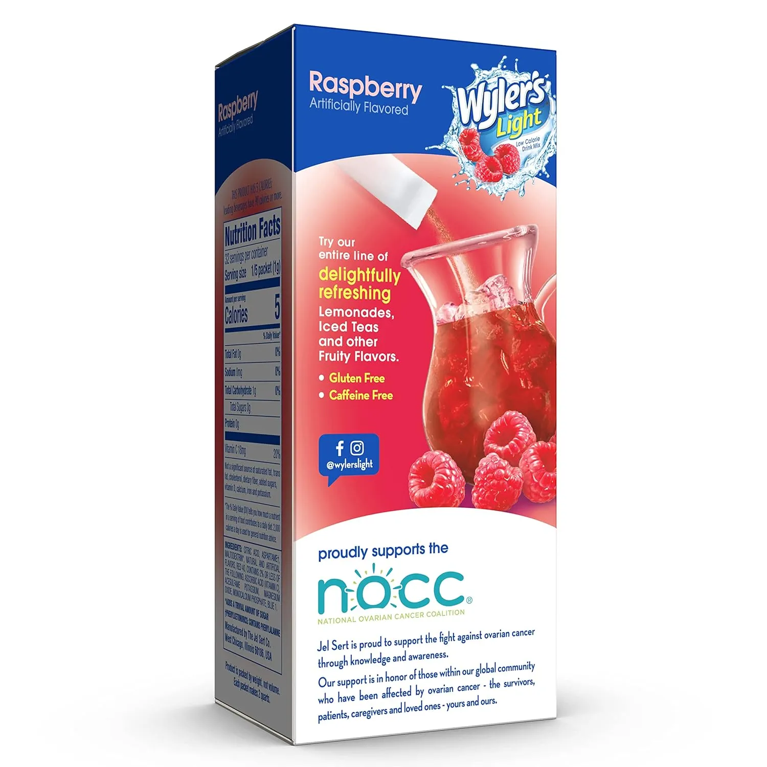 Wyler's Light Pitcher Packs, Water Drink Mix, Raspberry, 6 Boxes (36 Pitcher Packets)
