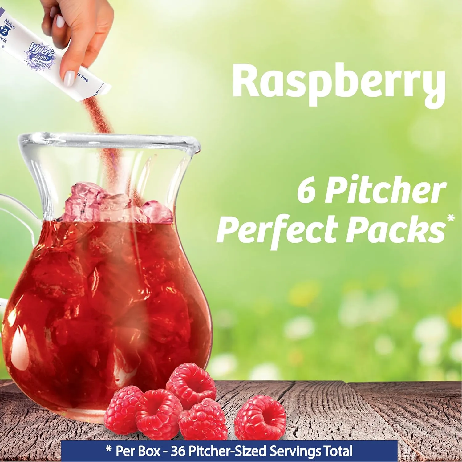 Wyler's Light Pitcher Packs, Water Drink Mix, Raspberry, 6 Boxes (36 Pitcher Packets)