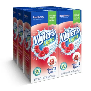 Wyler's Light Pitcher Packs, Water Drink Mix, Raspberry, 6 Boxes (36 Pitcher Packets)