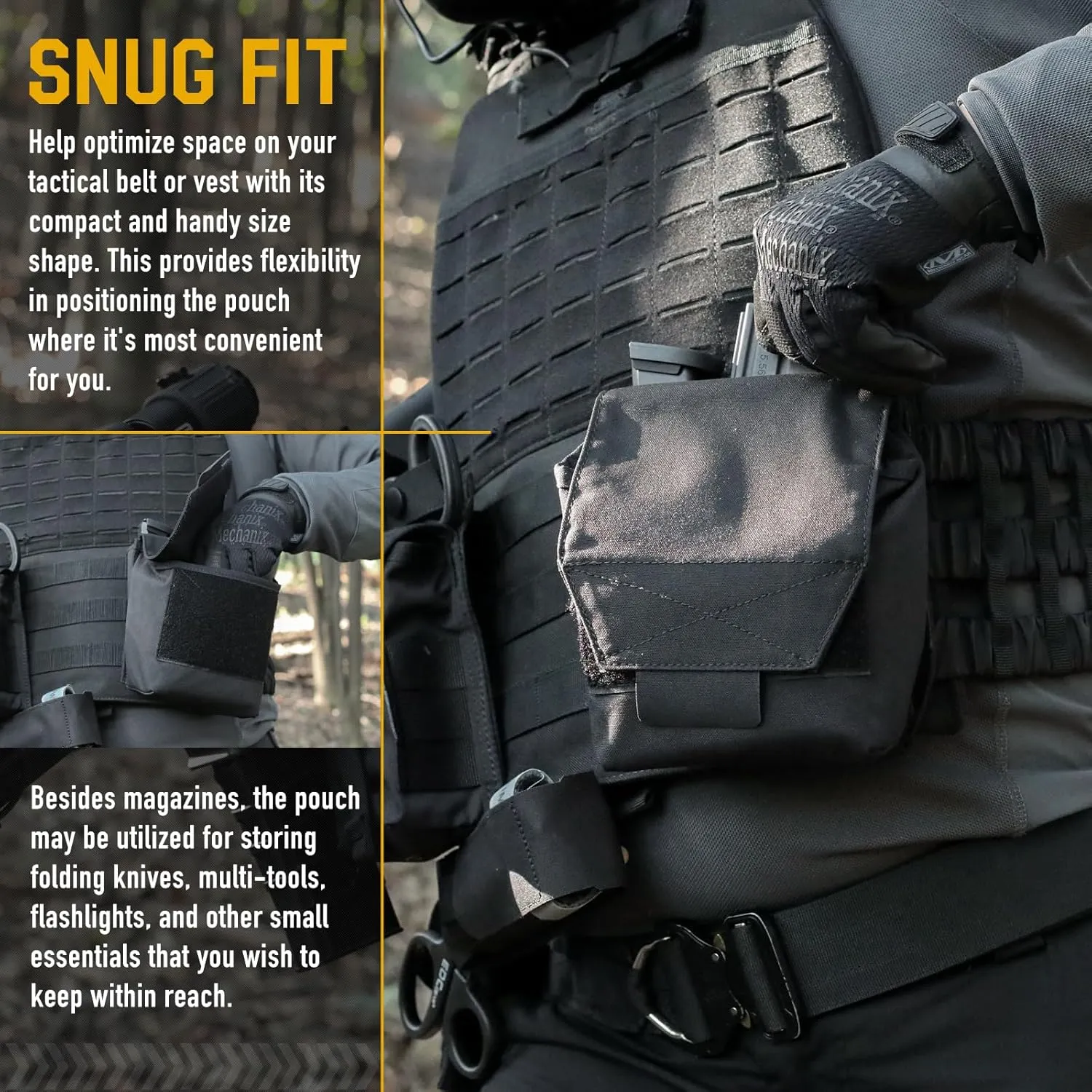WYNEX Tactical Molle GP Pouch, Utility EDC Pouch with Two Mag Insert Small Tool Pouches Organizer Compact Multi-Purpose Waist Bag for Belt Vest