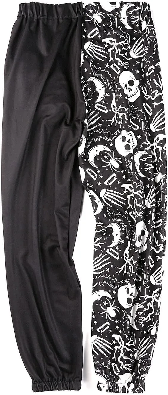 XFLnaraz Women's Fashion Printed Jogger Pants Elastic Waist Color Block Street Loose Sweatpants with Pockets