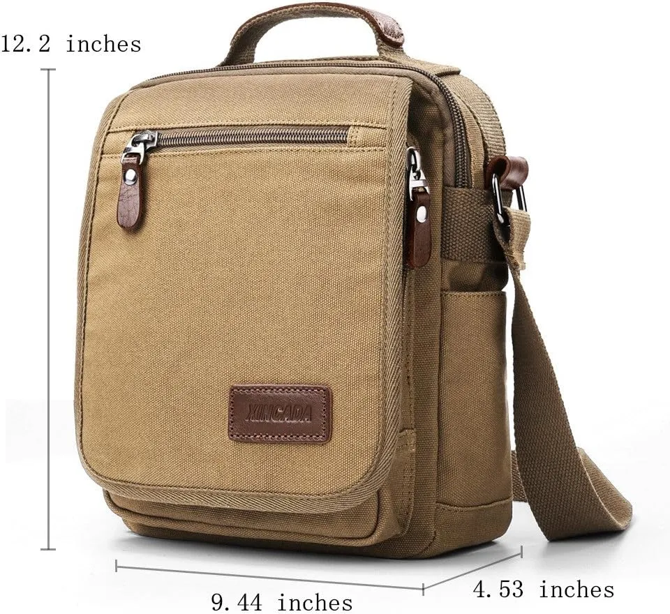 XINCADA Mens Bag Messenger Bag Canvas Shoulder Bags Travel Bag Man Purse Crossbody Bags for Work Business